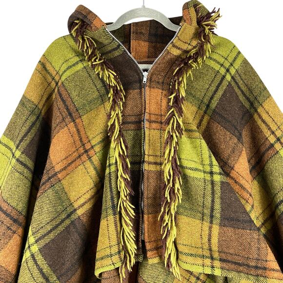 Vintage Wool Front Zip Closure Hooded Cape Coat - Picture 3 of 7